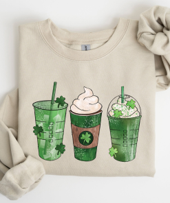 Iced Coffees, Shamrocks, St Patrick’s Day Sweatshirt