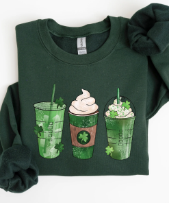 Iced Coffees, Shamrocks, St Patrick’s Day Sweatshirt