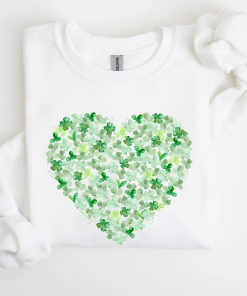 Watercolor Shamrocks, Heart, St Patrick’s Day Sweatshirt