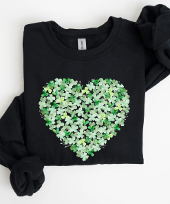 Watercolor Shamrocks, Heart, St Patrick’s Day Sweatshirt