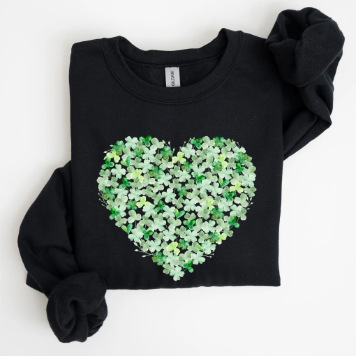 Watercolor Shamrocks, Heart, St Patrick’s Day Sweatshirt