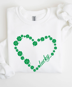 Shamrock Heart, Lucky, St Patrick’s Day Sweatshirt