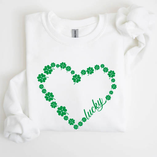 Shamrock Heart, Lucky, St Patrick’s Day Sweatshirt