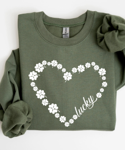 Shamrock Heart, Lucky, St Patrick’s Day Sweatshirt