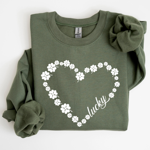 Shamrock Heart, Lucky, St Patrick’s Day Sweatshirt