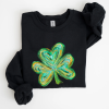 Lucky, Glitter Shamrock, Vintage St Patrick’s Day Sweatshirt