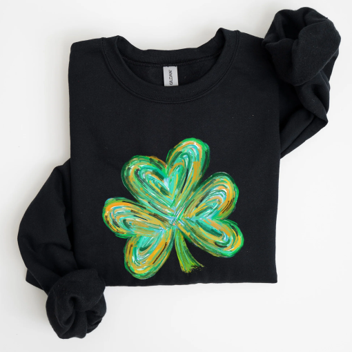 Watercolor Shamrock, Hearts, Irish, St Patrick’s Day Sweatshirt