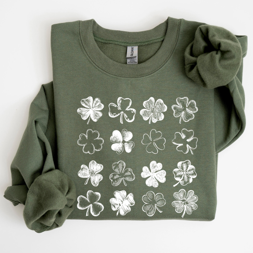 Shamrock Doodles, Retro St Patrick’s Day Sweatshirt