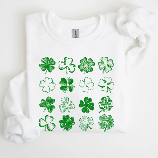 Shamrock Doodles, Retro St Patrick’s Day Sweatshirt