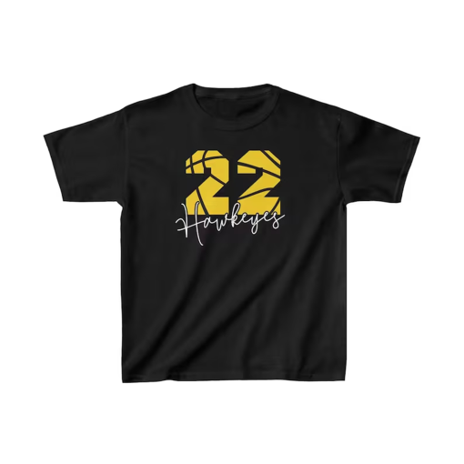 Kids Caitlin Clark Shirt | Iowa Hawkeyes Womens Basketball Youth Shirt | #22 Hawkeyes | Heavy Cotton™ Tee