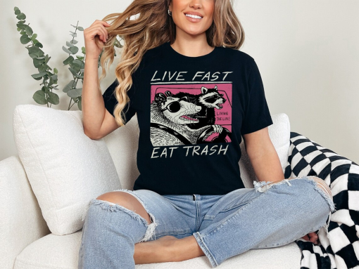 Live Fast Eat Trash Premium Shirt, Funny Animal Shirt, Funny Raccoon Shirt, Gift for Animal Lover, Opossum Shirt