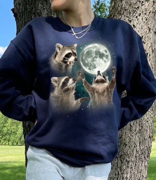 Racoons howling at the Moon T-shirt Sweatshirt, Racoon meme shirt, Racoon Moon howling Shirt, Funny Racoons head meme Racoon shirt