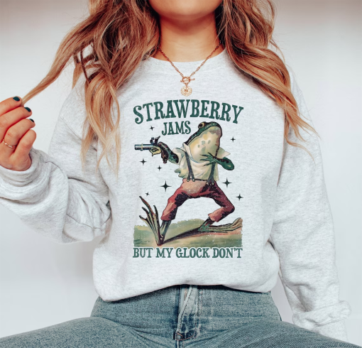 Strawberry Jams But My Glock Don’t Shirt , Funny T-shirt Tshirt, Tee T Tees, Meme Unisex, Men, Women, Adult Sayings, Meme Shirt