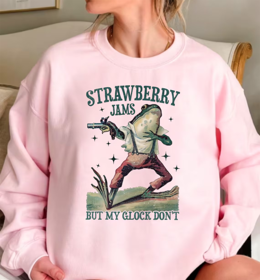 Strawberry Jams But My Glock Don’t Shirt , Funny T-shirt Tshirt, Tee T Tees, Meme Unisex, Men, Women, Adult Sayings, Meme Shirt