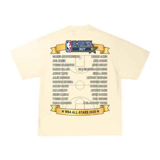 Indianapolis 2024 All Star Weekend NBA Streetwear T-Shirt with LeBron James and Giannis Antetokounmpo (Double Sided)