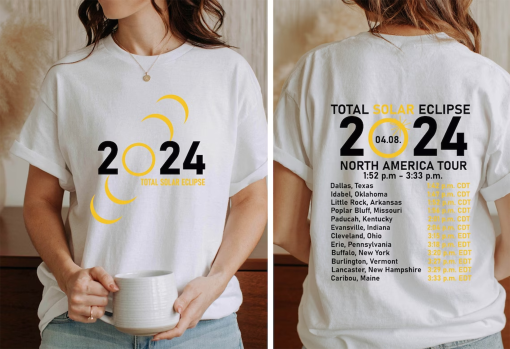 Total Solar Eclipse 2024 Shirt, Double-Sided Shirt, April 8th 2024 Shirt, Eclipse Event 2024 Shirt, Celestial Shirt, Gift for Eclipse Lover