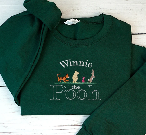 Classic Winnie The Pooh Embroidered Sweatshirt, Adult Unisex Crewneck