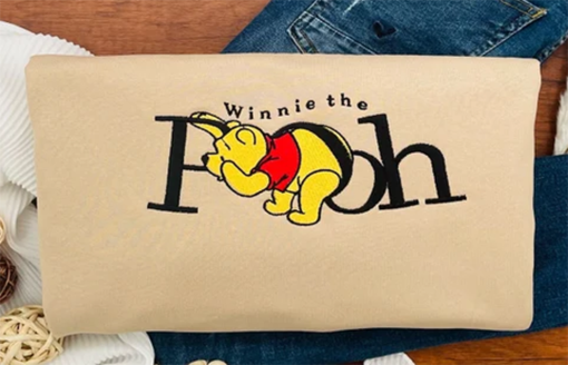 Embroidered Cute Bear Winnie Pooh embroidery sweatshirt/Fall Season, Y2K Style Crewneck, Books cartoon, Honey, Personalized Gifts,