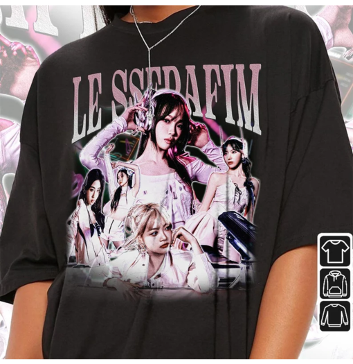 Le Sserafim Kpop Shirt, Le Sserafim Perfect Night Album Sweatshirt, Le Sserafim Vintage Retro Graphic Music Unisex Gift Fan Hoodie