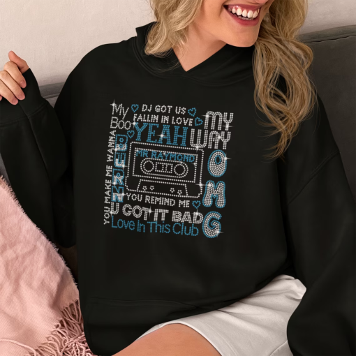 Rhinestone Usher Mixtape sweatshirt, Concert Outfit for women, Music Lovers Gift, Rhinestone Hoodie, Rhinestone Shirt, mothers day gift