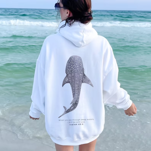 Whale Shark Hoodie Beachy Hoodie Shark Hoodie Coconut Girl Jesus Hoodie Christian Crewneck Faith Over Fear Surf Hoodie Beach Hoodie