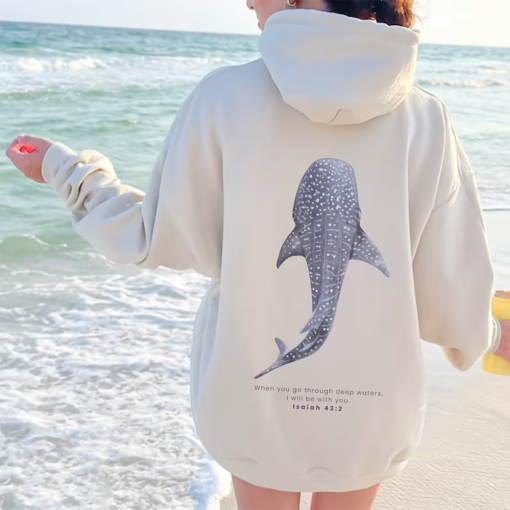 Whale Shark Hoodie Beachy Hoodie Shark Hoodie Coconut Girl Jesus Hoodie Christian Crewneck Faith Over Fear Surf Hoodie Beach Hoodie