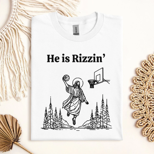 He is Risen Funny Easter Shirt of Jesus Playing Basketball, Retro Y2K Clothes, Meme Graphic Tee, weirdcore shirt, Clothing That Go Hard