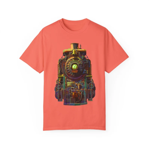 Polyphemus shirt (train, steam train, machine, locomotive, engineer, steampunk, vintage, colorful, vibrant, striking, art, antique, toy)