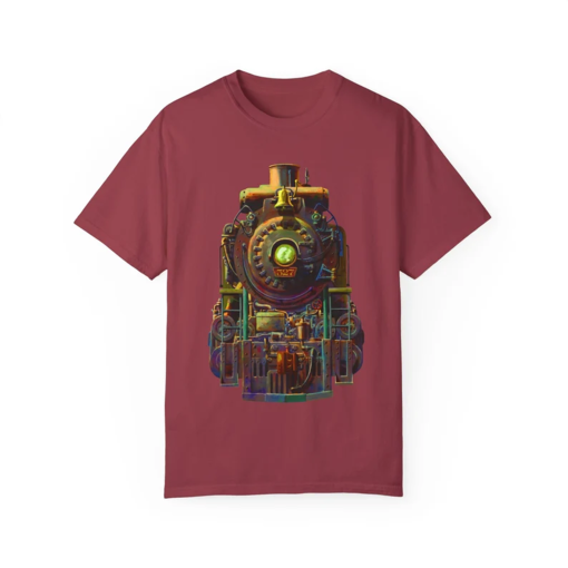 Polyphemus shirt (train, steam train, machine, locomotive, engineer, steampunk, vintage, colorful, vibrant, striking, art, antique, toy)