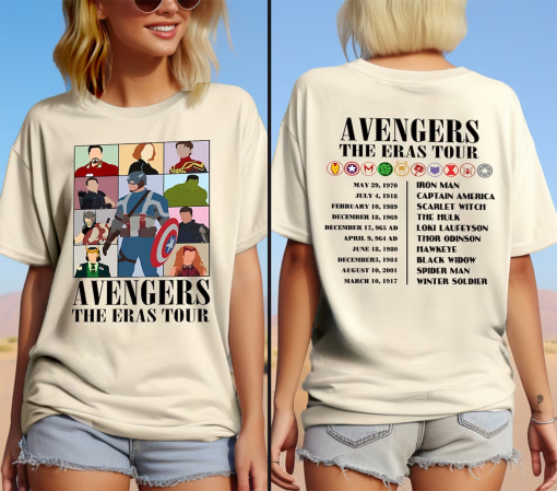 Avengers The Eras Tour Shirt, Marvel Super Hero Sweatshirt, Scarlet Witch, Hulk Shirts, Black Widow Tee, Spiderman, Winter Soldier, Iron Man