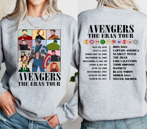 Avengers The Eras Tour Shirt, Marvel Super Hero Sweatshirt, Scarlet Witch, Hulk Shirts, Black Widow Tee, Spiderman, Winter Soldier, Iron Man