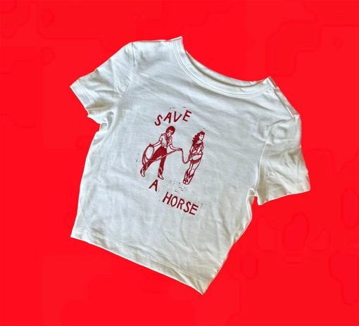 WLW Save a Horse Linocut Printed Crop top