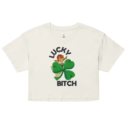 Lucky Bitch St. Patrick’s Day Crop Top Retro St. Patrick’s Day Graphic Tee, St. Patrick’s Day Tee Shirt