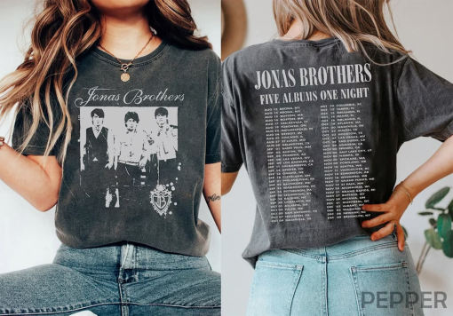 Jonas Brothers Vintage T-Shirt, Jonas Five Album One Night Tour Shirt, Jonas Brothers 2023 Tour Shirt, Jonas 90’s Tee, Comfort Colors Shirt