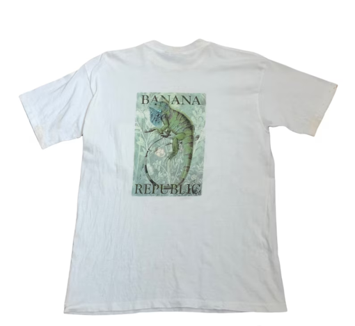 Vintage 90’s Banana Republic Pocket T Shirt / Nature Wildlife Iguana Master Of Camouflage Size S