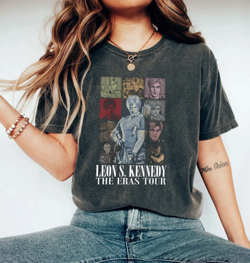 Leon Kennedy The Eras T-Shirt, Comical Meme-Themed Unisex Shirt, Ideal Fan Gift, Trendy & Unique Apparel for Gaming Enthusiasts