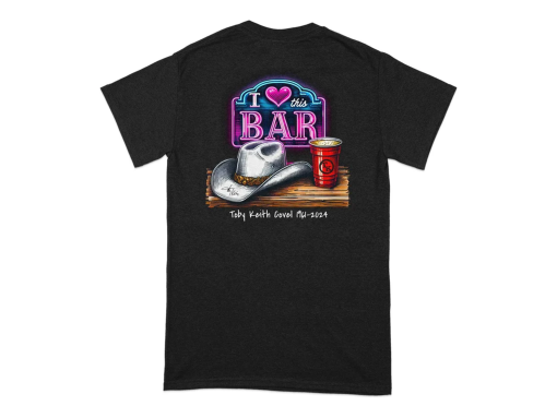 Toby Keith Memorial T-Shirt, I Love This Bar Neon Sign Graphic Tee, Unisex Country Music Fan Shirt