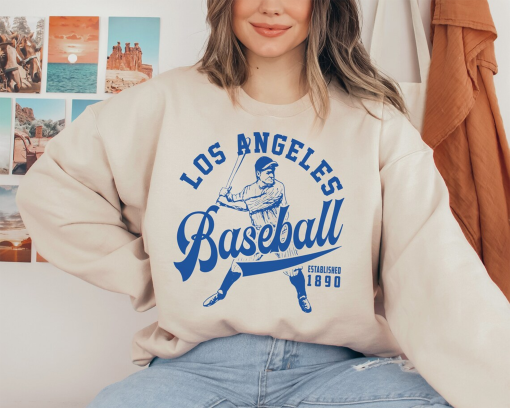 Vintage Los Angeles Dodger Crewneck Sweatshirt / TShirt, Dodgers EST 1890 Shirt, Los Angeles Baseball, Retro Dodgers Shirt, Los Angeles 1890