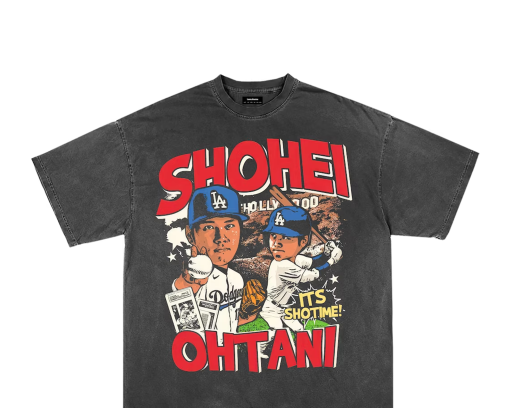 Shohei Ohtani MLB Cartoon Los Angeles Dodgers T-Shirt (Front Only) ShoTime!