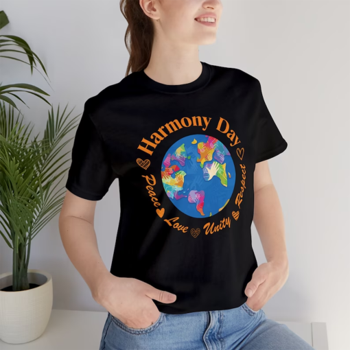 Harmony day t shirt respect women global unity tshirt orange top community PLUR culture t-shirt peace love tee girl boy children anti racism