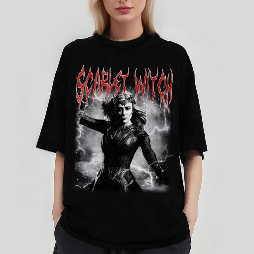 Vintage Scarlet Witch Black Metal Shirt | Scarlet Witch Wanda Maximoff Shirt | WandaVision Shirt | Avengers Superhero Shirt