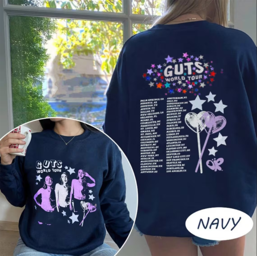 Guts Olivia 2024 World Tour Unisex Shirt, Vintage Olivia Guts Tour Shirt, Rodrigo World Tour Concert Shirt, Sweatshirt, Hoodie, Gift for Her