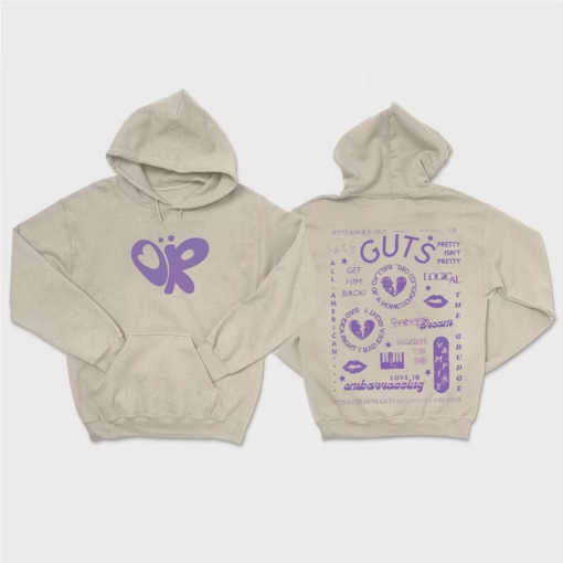 Olivia Guts Tour Track List Aesthetic Sweatshirt, Olivia Rodrigo Guts Shirt, Album Tracklist Tee, Olivia Rodrigo Merch, Teenager Girl Gifts