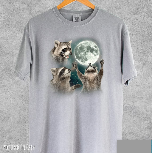 Three Raccoons Vintage Shirt, Retro Raccoon Moon Tshirt, Raccoon Lovers T Shirt, Funny Raccon Tee, Oversized Washed Tee, Raccoon Gifts