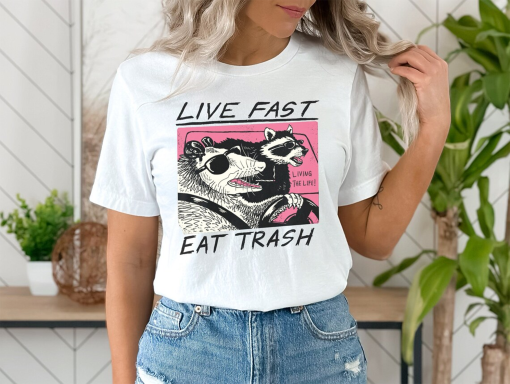 Live Fast Eat Trash Premium Shirt, Funny Animal Shirt, Funny Raccoon Shirt, Gift for Animal Lover, Opossum Shirt