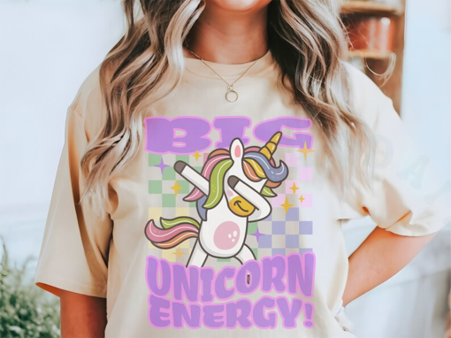 Unicorn Energy Retro Pastel Comfort Colors T-shirt Hip Fantasy Creature Top Magical Playful Fantasy Shirt Statement Edgy Vintage Style Top