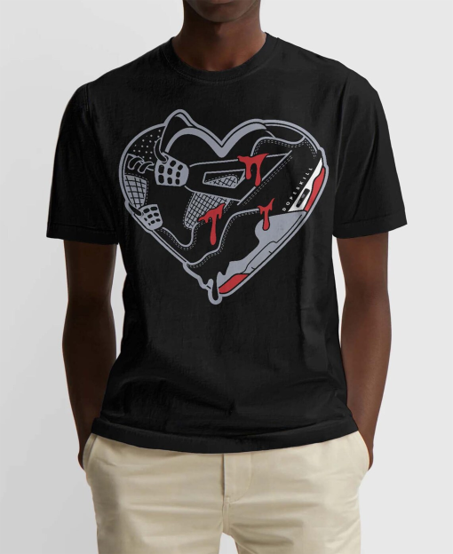 Bred Reimagined 4s DopeSkill Unisex T-shirt Heart Jordan 4 Graphic