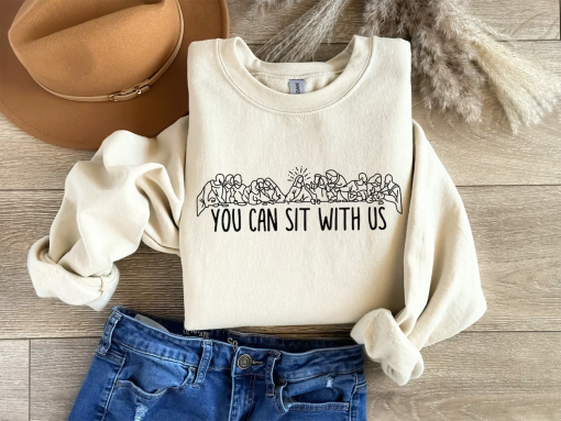 You Can Sit With Us, Christian T-Shirt, Religious Gift, Jesus Sweatshirt, Christian Church Apparel, Easter Lords, Kindness Faith Based Shirt