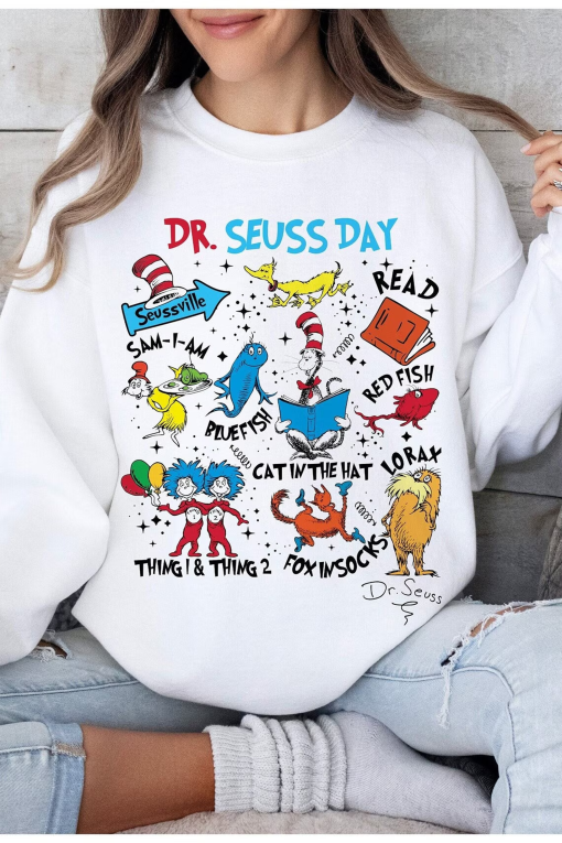 Dr.Susse characters Shirt, Read Across America Day Tee, Teacher Sweatshirt, read across america, School Shirt, Cat in the hat Toddler