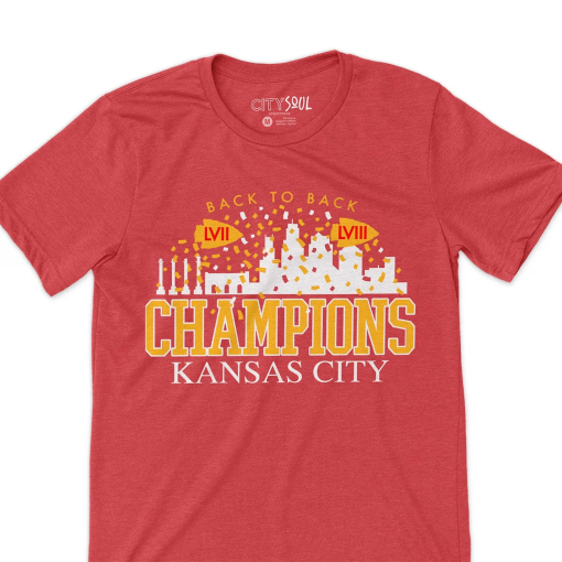 KC Football Back to Back champions LVII and LVIII Kansas City football champs champion sweatshirt football kansas city championship shirts